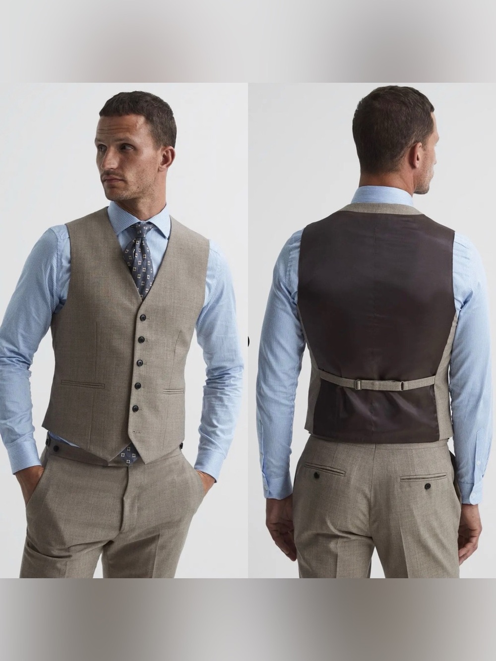 Reiss Men's Rope Regular Fit Textured Wool Vest